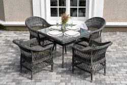 "Сицилия" обеденная группа плетеная, цвет графит