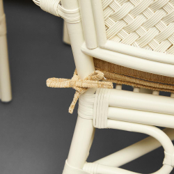 Комплект обеденный "ANDREA GRAND" (стол со стеклом+6 кресел+ подушки) TCH White (белый), Ткань рубчик, цвет кремовый