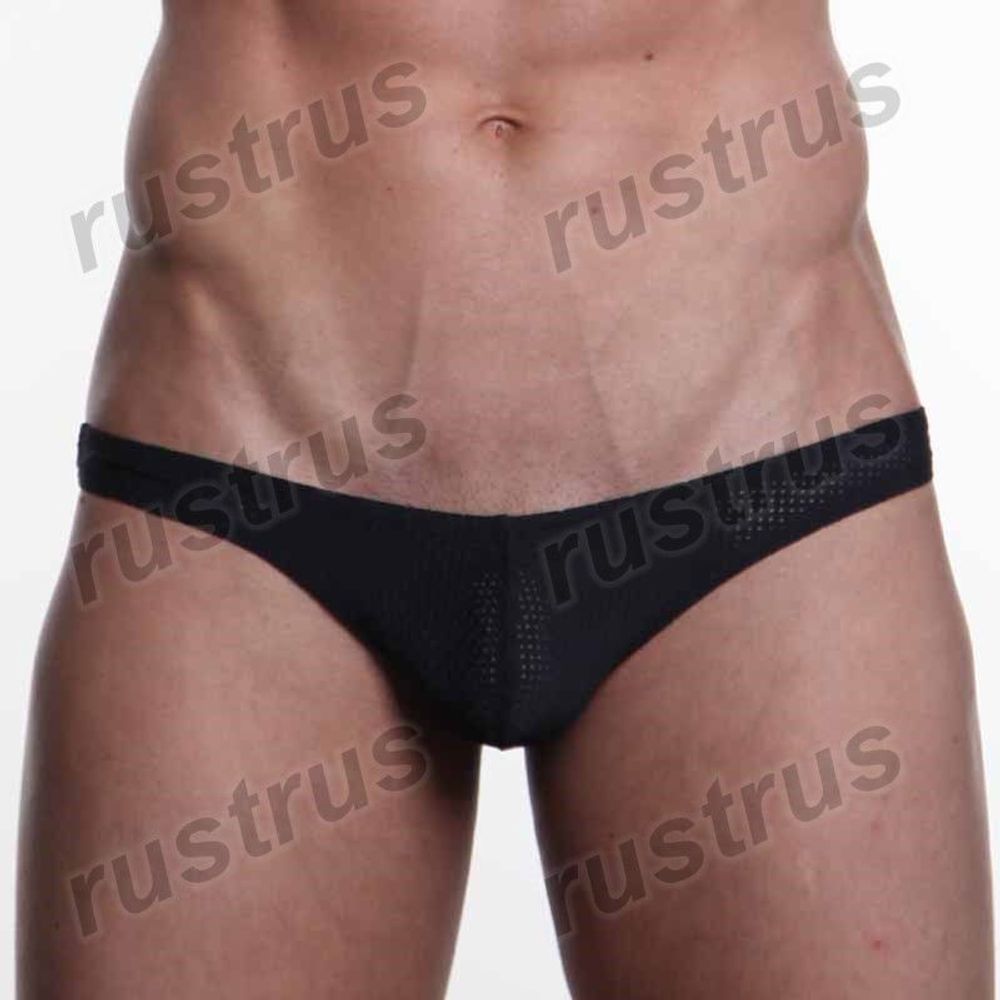 Мужские трусы стринги черные WANGJIANG WG00064