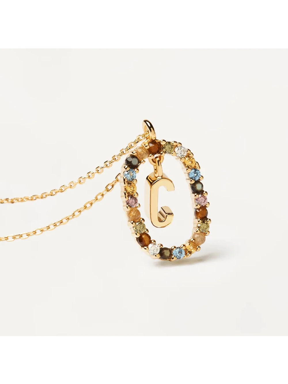 Колье Буква C серебро 925 пробы покрытое золотом