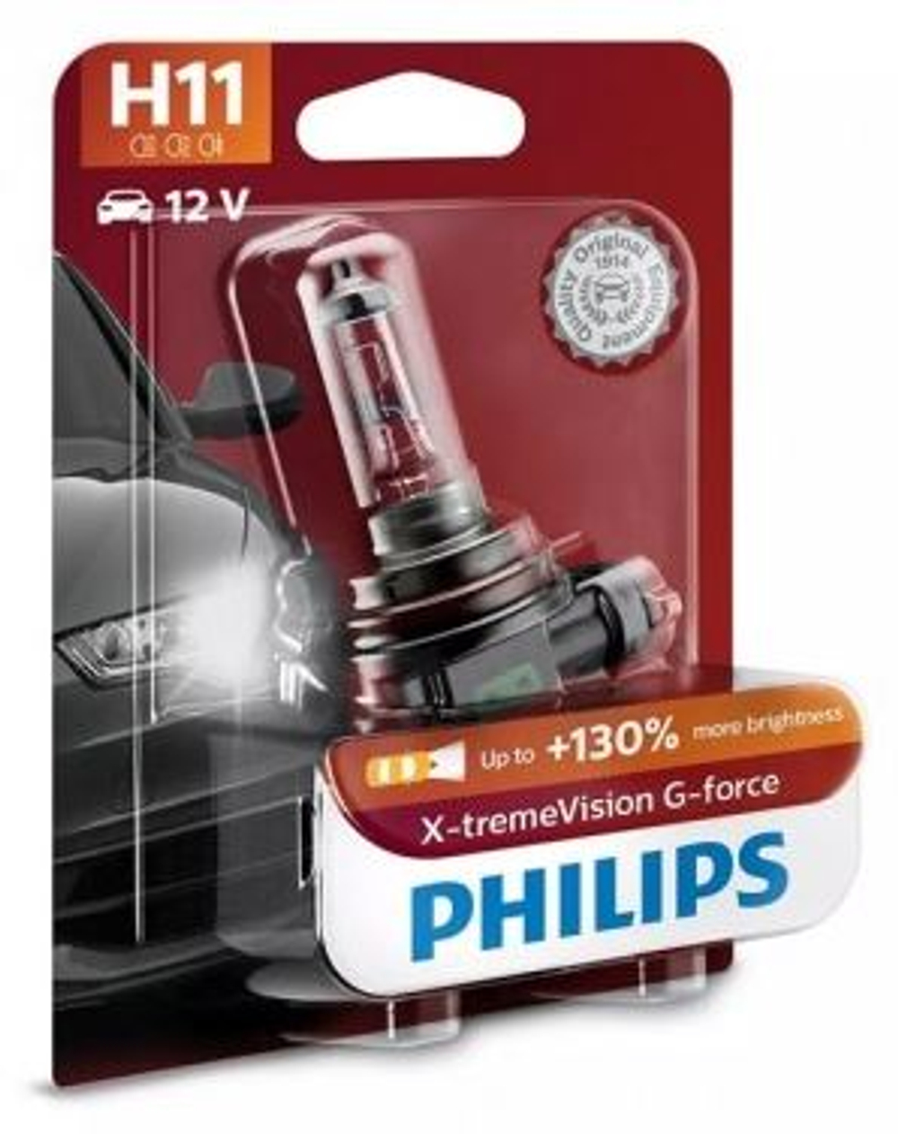 Автолампа H11 12V 55W (PGJ19-2) Philips +130% X-tremeVision G-force (бл1шт) #12362XVGB1 ORIGINAL