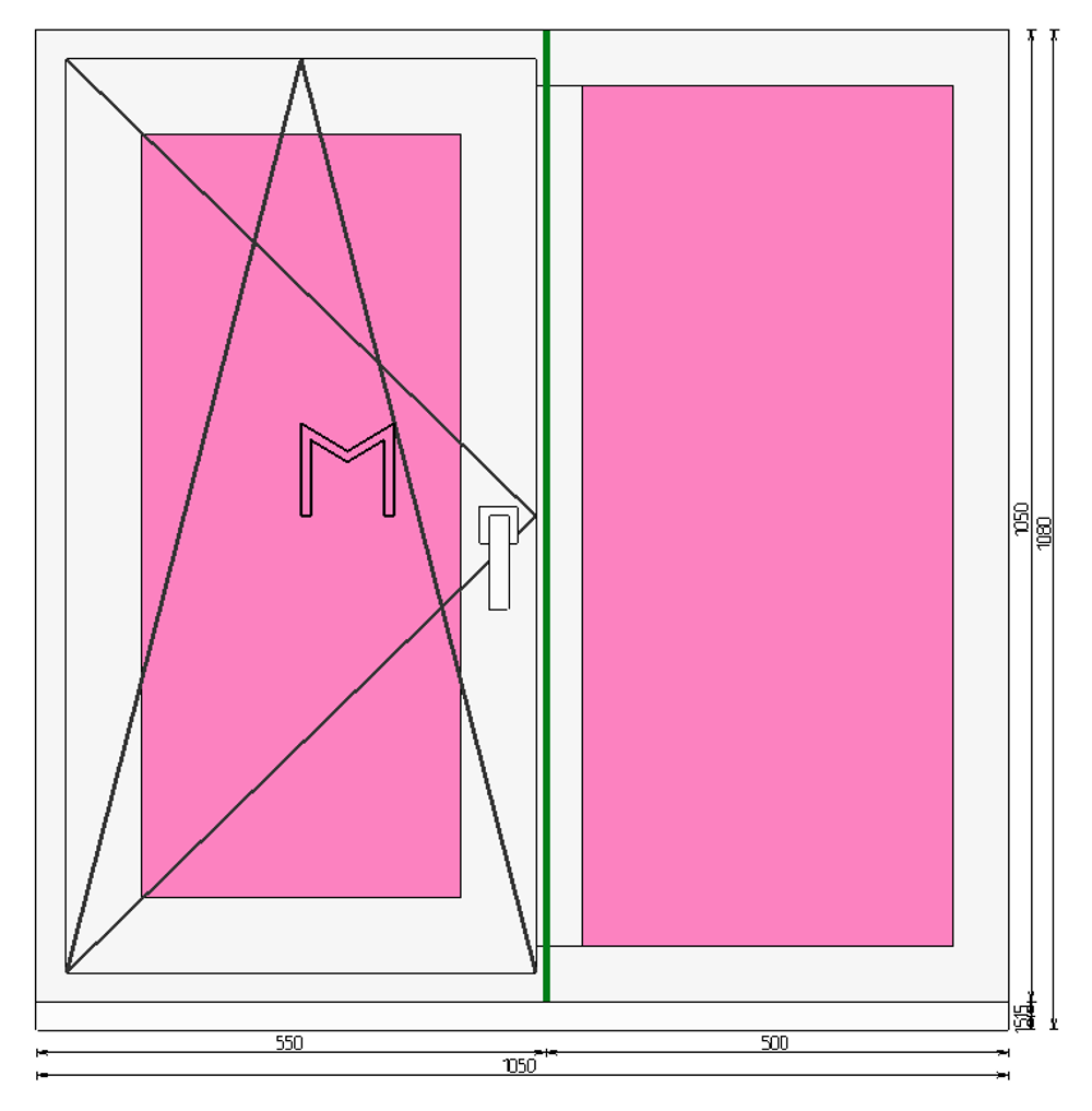 Пластиковое окно 1050 х 1050 ТермА Эко + Москитная сетка