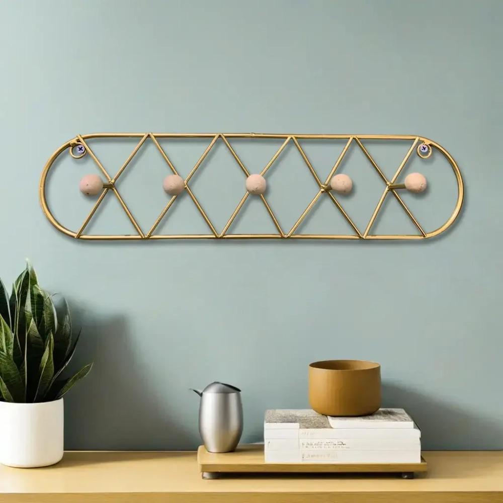 Ключница металлическая 5 крючков «ЛОФТ ВОСТ», эбби, цвет золото, 41*10,5см (лейбл Селфи)