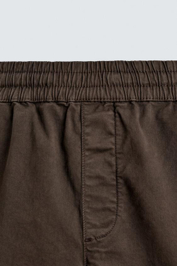 ZARA ШОРТЫ ИЗ ТВИЛА RELAXED FIT, КОРИЧНЕВЫЙ