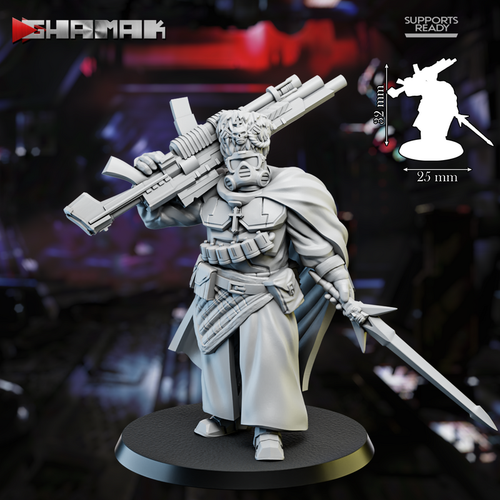 Astra Militarum Vostroyan Firstborn Sergeant Сержант №2 меч и тяжёлая винтовка миниатюра для dnd, днд, pathfinder, фентези, Настольная игра, НРИ, Варгейм, РПГ