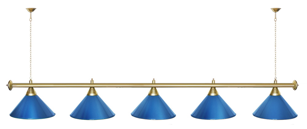 Лампа STARTBILLIARDS 5 пл. (плафоны зеленые,штанга золотая,фурнитура золото)