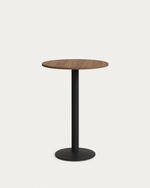 Esilda Круглый стол из меламина с ореховой отделкой и черной металлической ножкой  Ø60x96