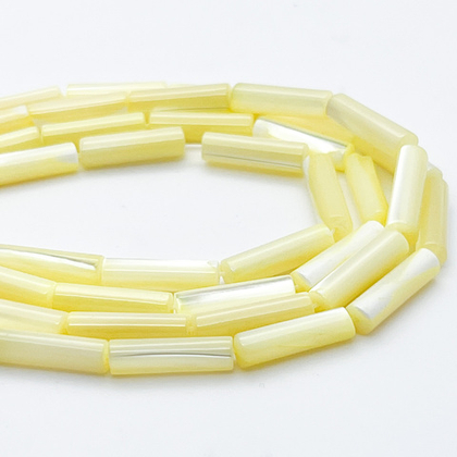Перламутр тонированный, цвет желтый, размер 14*4 мм, цена за 13-14 шт (1/2 нити)
