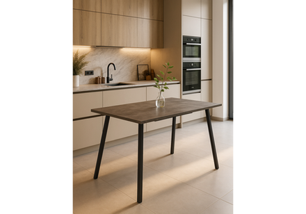Стол деревянный Woodville Кортни 117 (157) x 77 бетон светлый, черный матовый, ножки черные