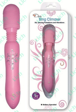 Розовый мощный вибратор со стразами для стимуляции эрогенных зон