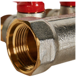 Коллектор Stout с шаровыми кранами 3/4, 2 отвода 1/2 (красные ручки)