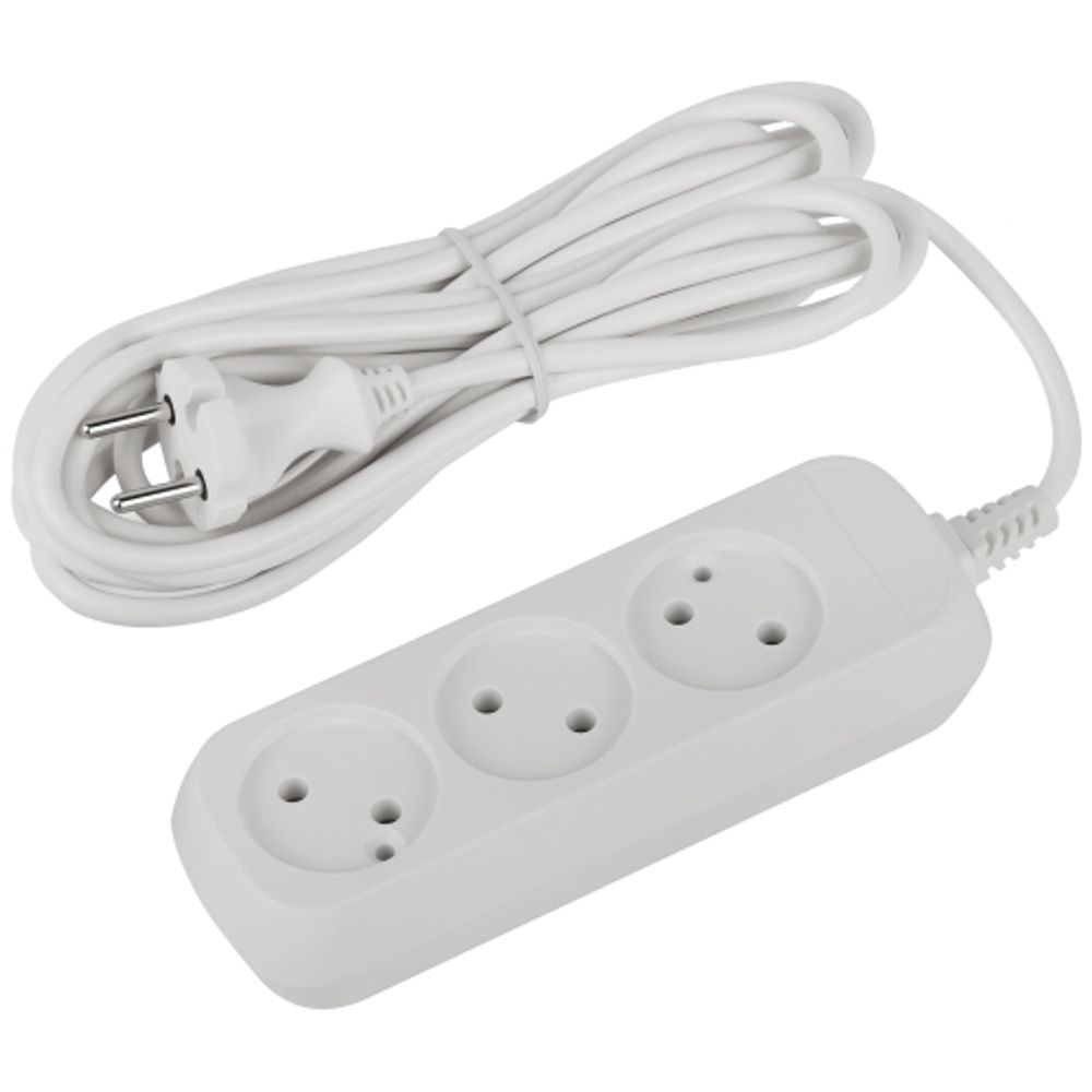 Удлинитель электрический ЭРА UDL-10-350 Greenline 3 розетки без заземления 5м ПВС 2x0.75мм2 | Бытовые удлинители