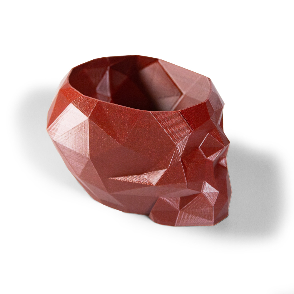 Череп-Ваза для конфет/карандашей, 3D Печать, полигональная, бордовая