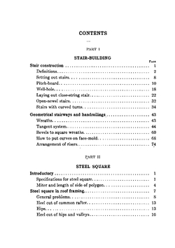 Stair-building and The steel square; a manual of practical instruction in the art of stair-building and hand-railing, and the manifold uses of the steel square | Fred T. Hodgson