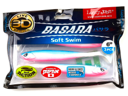 Виброхвост LUCKY JOHN Basara Soft Swim 3D, 6.0in (152 мм), цвет PG05, 3 шт.