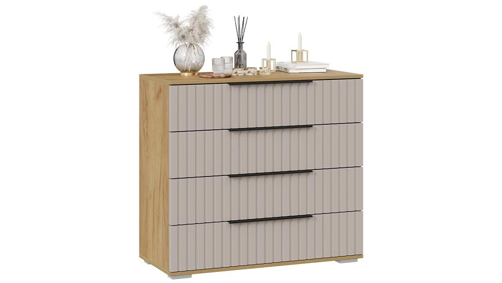 Комод для одежды с ящиками Дуб Крафт золотой/Графит матовый 4 ящика 92х41х84 см