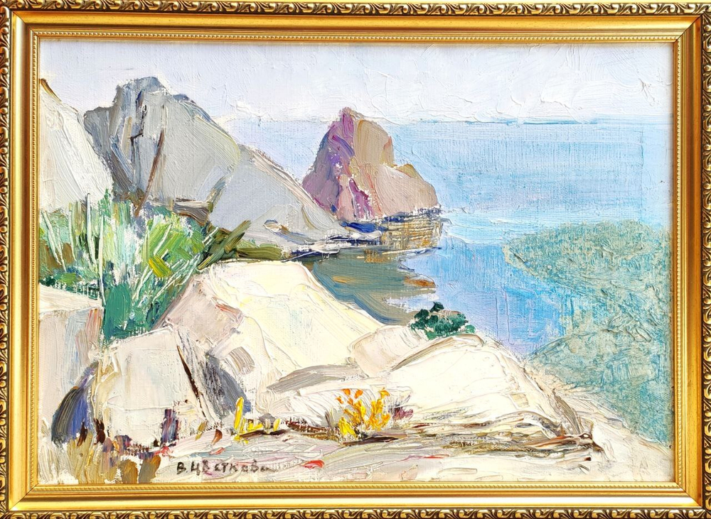 Картина Цветковой В.П. "Белые скалы в Симеизе" холст/масло 35х50