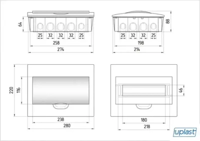 ЩРВ-П -12 "ОМЕГА" (щит распределительный встраиваемый 12 модулей) Uplast