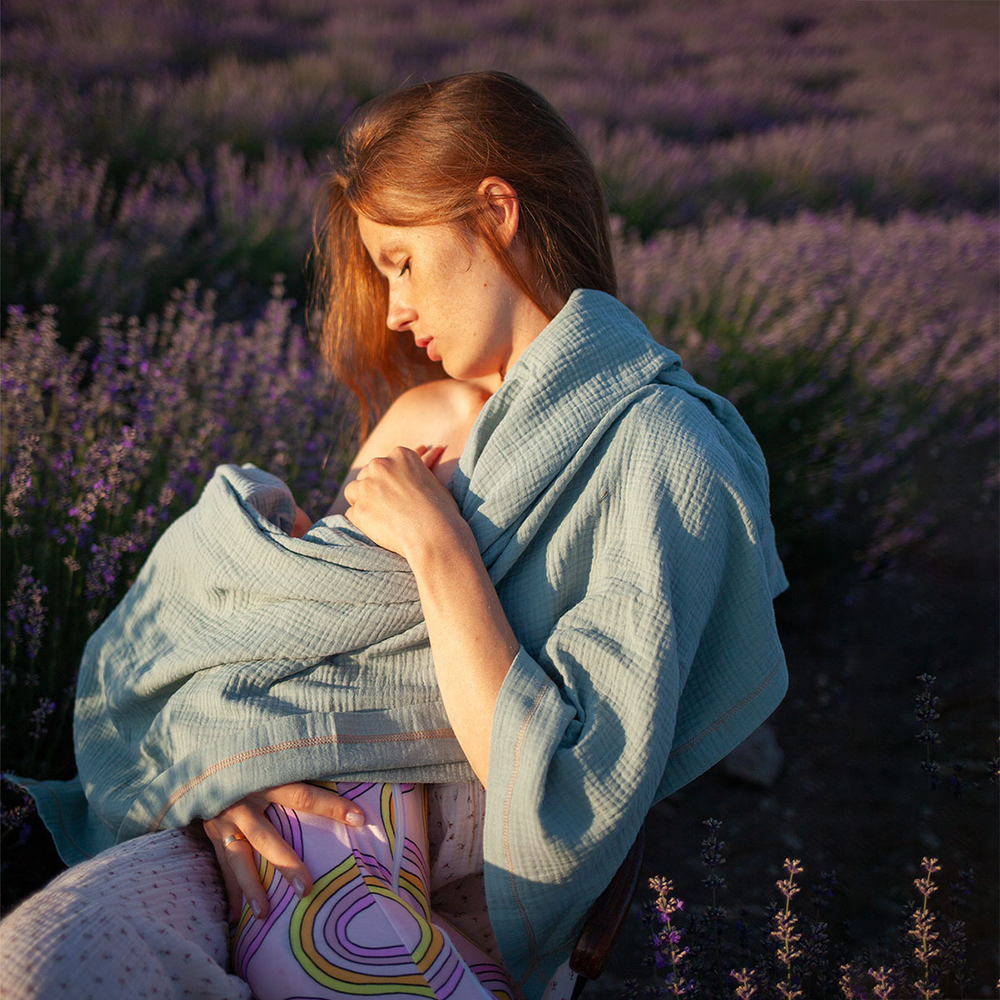 Плед-пелёнка Mjölk Mist Green из муслинового хлопка