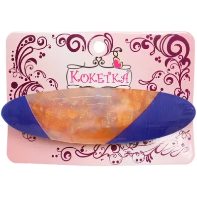 Заколка - автомат «ЭКЛЕР», форма овал, тайра, микс 5 цветов, 9*2,7см (блистер Кокетка)