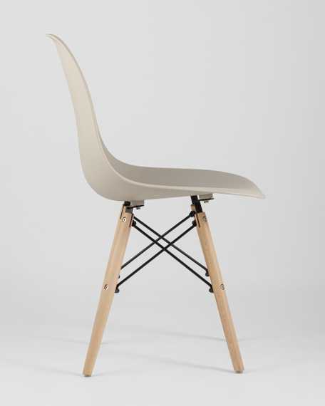 Eames Style DSW бежевый пластик, стальной каркас, натуральный массив бука