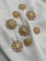 Пуговицы Шан. прозрачные розово-желтые с золотом