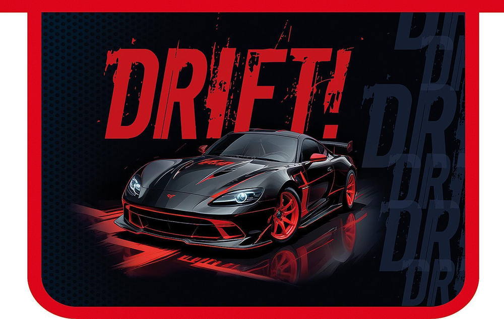 Папка д/тетрадей А4 пластиковая, молния сверху 325/230/55 "Drift on 2025" печать на картоне (Пчёлка)