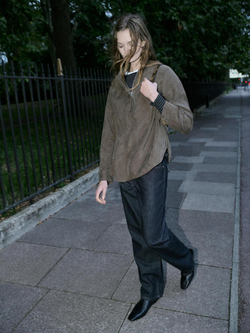 Massimo Dutti Блузка с застежкой-молнией на груди, коричневый