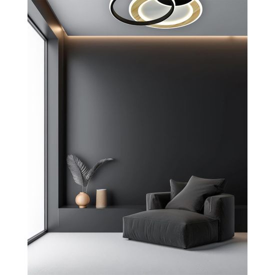 7735/80L MITRA LED SN 065 Светильник металл/акрил/белый/под дерево/черный LED 80Вт 3000-6000К 450x450 IP20 пульт ДУ PINE