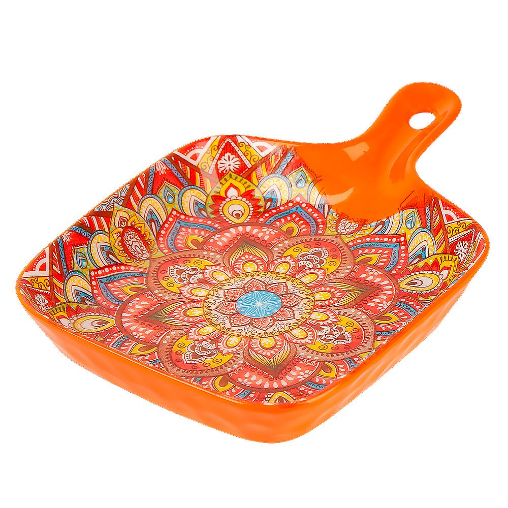 Блюдо с ручкой " " (оранжевый) 23х14,5см (min9) (транспортная упаковка)