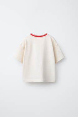 ZARA ФУТБОЛКА С ВЫШИТОЙ НАДПИСЬЮ, БЕЛЫЙ