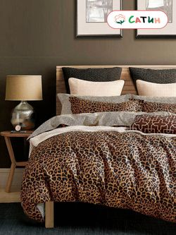 Постельное белье сатин Milky Garden "Алатона/Алатона (компаньон)" 1,5-сп  Наволочка 50х70 см 1 шт Простынь на резинке 90x200 см Пододеяльник 145x215 см