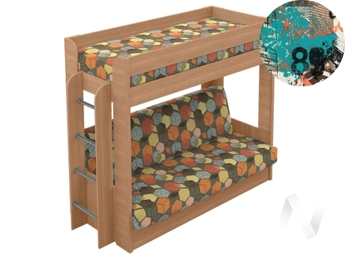 Диван-кровать двухъярусный КМ.009.01-016-00 (дуб крафт золотой/LENOR 01 1 вариант)