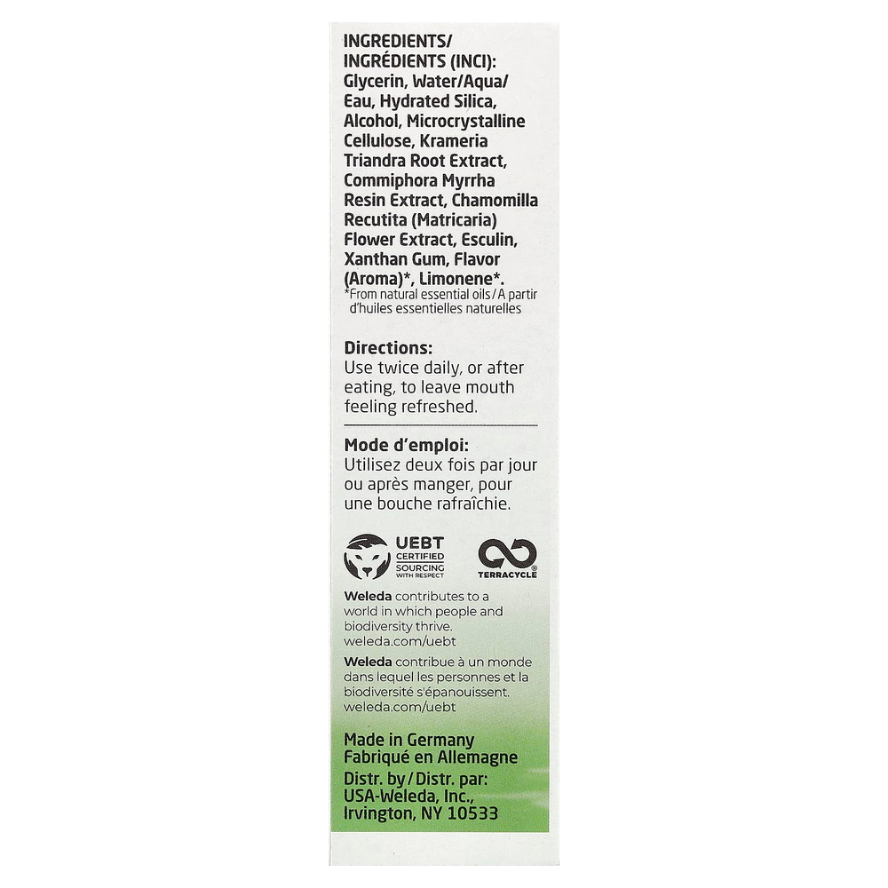 Weleda, Oral Care, растительный гель, зубная паста, без фтора, мята, 75 мл (2,5 жидк. унции)