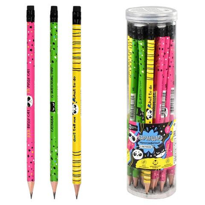 Карандаш ч/г с ластиком НВ "Твой месседж" (Феникс+)