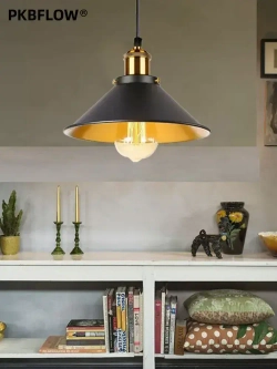 Светильник подвесной,черный с медью,Подвесной светильник лофт,Черный ретро,В комплекте без лампочек,E27