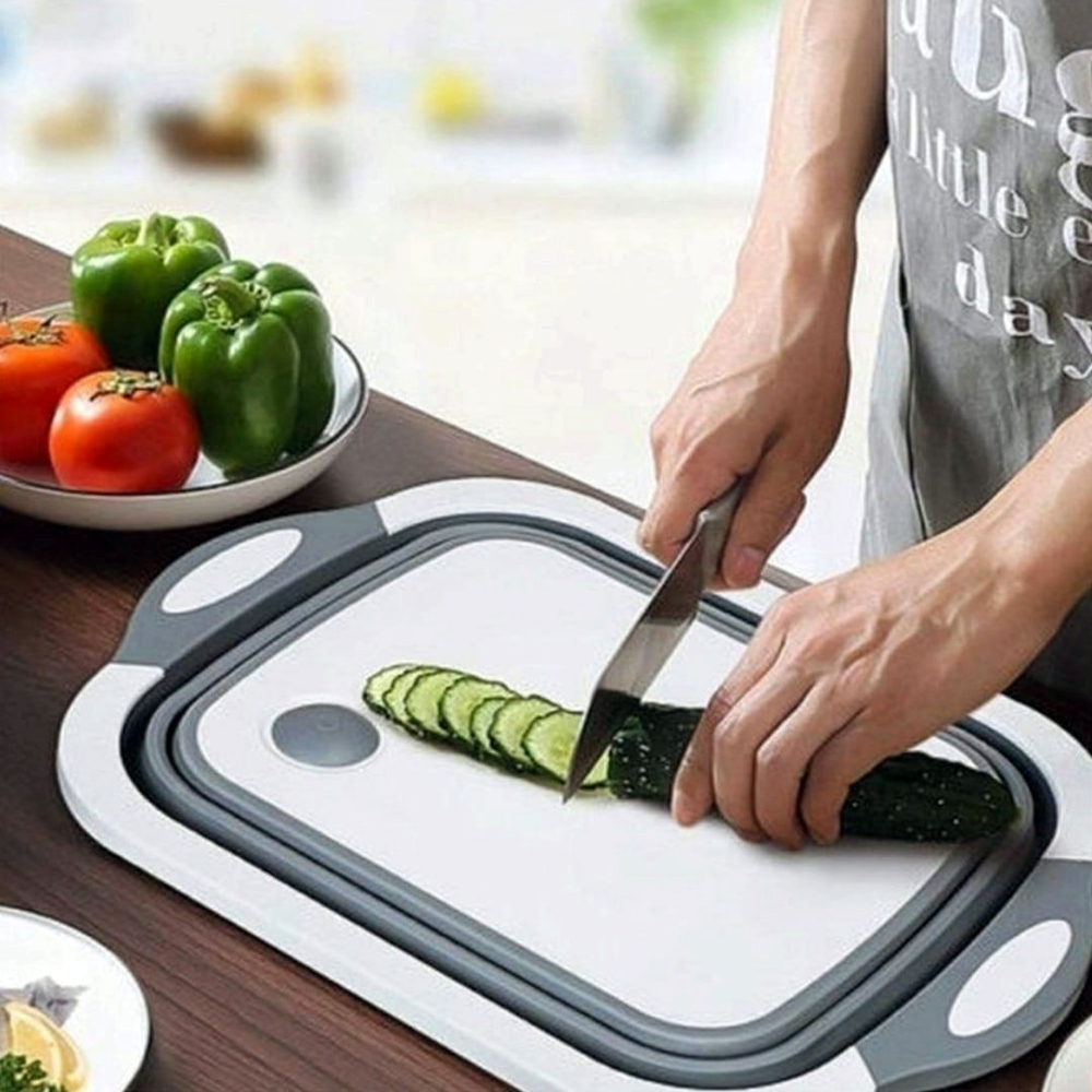 Складная разделочная доска-дуршлаг,цвет белый/серый