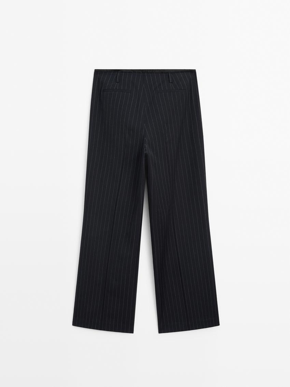 Massimo Dutti Брюки из смесовой шерсти в тонкую полоску, темно-синий