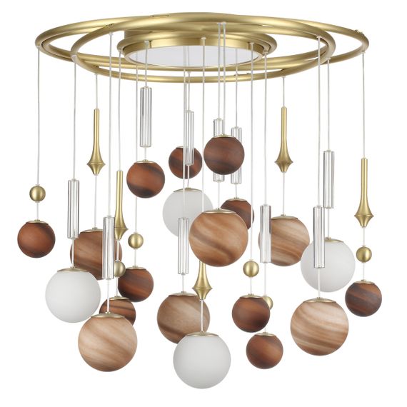 5457/21C MODERN ODL_EX26 051 светлая сатин.латунь/белый/бежевый/коричневый/металл/стекло Люстра потолочная G9 x 20 x 5W + LED 20W 2500K CALLISTO