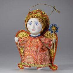 Ёлочная игрушка Ангел с цветочком