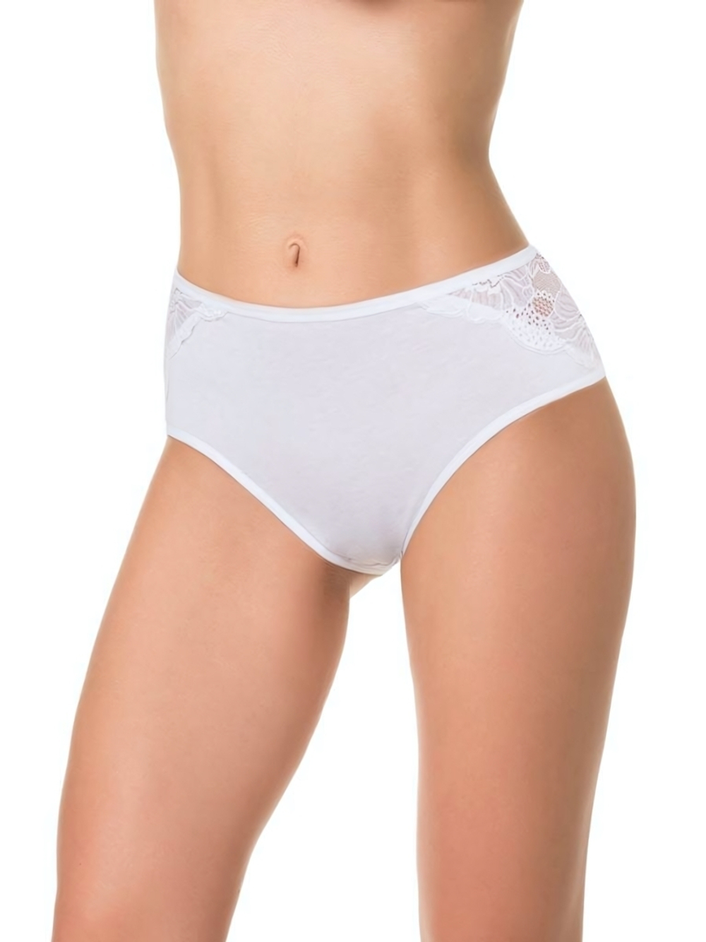 Трусы с высокой линией талии и кружевными вставками (Размер: XXL) (Цвет: бордовый)