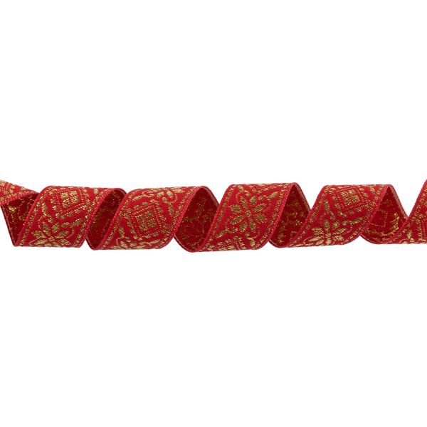 Лента (тесьма) жаккардовая 23.0-25.0 мм / 25 метров, красный /под золото, Blitz, 151253961994