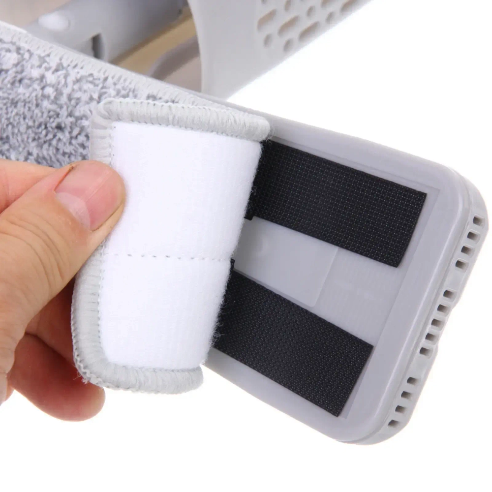 Швабра с отжимом, ручка 125 см. в комплекте две насадки цвет серый