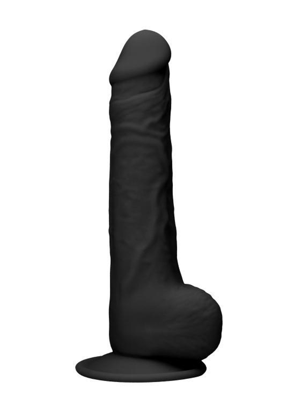 Черный фаллоимитатор Realistic Cock With Scrotum - 24 см. (Цвет: черный)