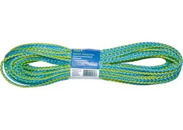 Шнур вязаный полипропиленовый с сердечником, разноцветный, 8 мм, L 20 м, Россия Сибртех 93955