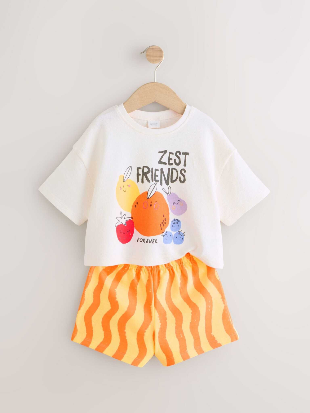 Футболка и шорты в комплекте для девчоки Next AE6-178, Белый, Желтый, Оранжевый