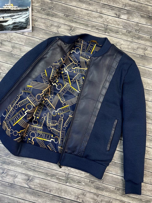 Кожаный бомбер Zilli со вставками кожи крокодила