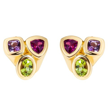 Серьги с Аметистом, Родолитом и Хризолитом, E0258-0/5