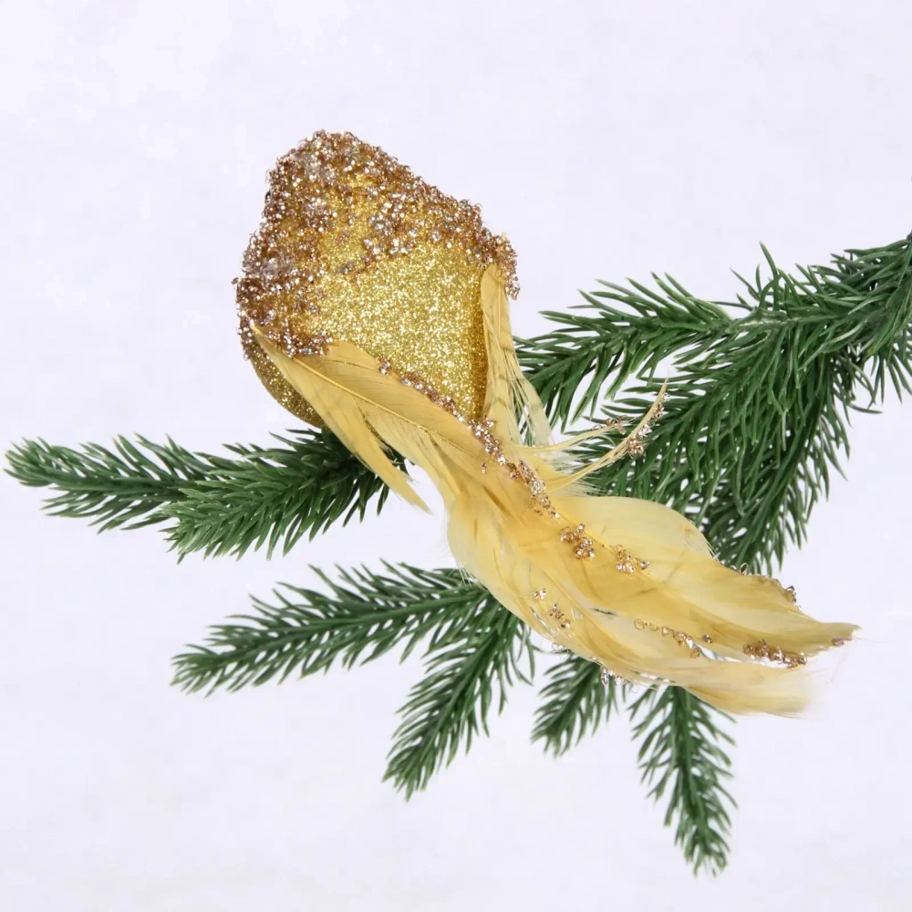 Украшение новогоднее «Сказочная птица» 5*7*18 см, Золото