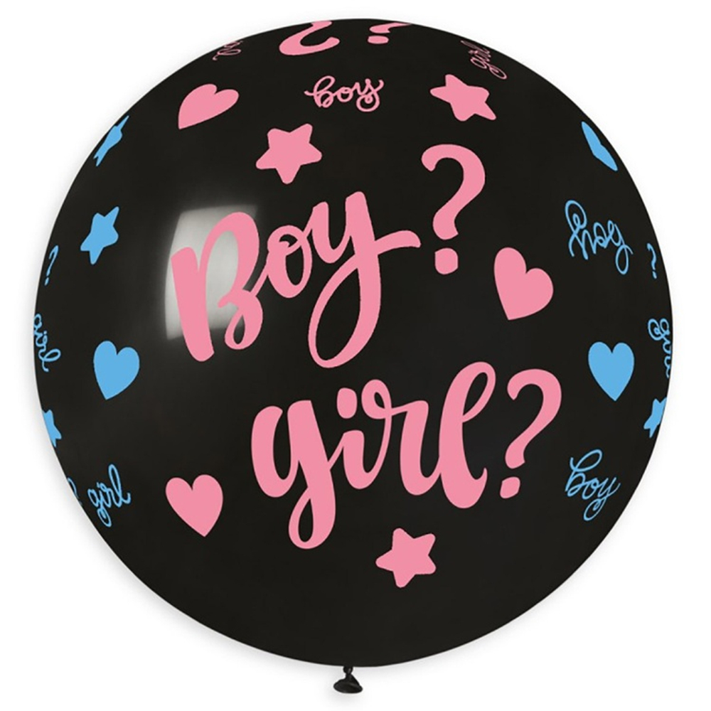 Шар латексный 80см Boy or Girl (Черный)
